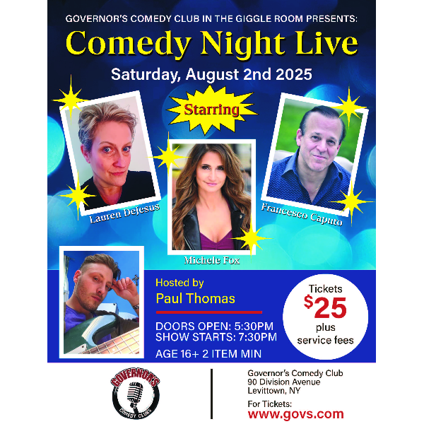 COMEDY NIGHT LIVE - SPECIAL EVENT 8/2 @ 7:30PM