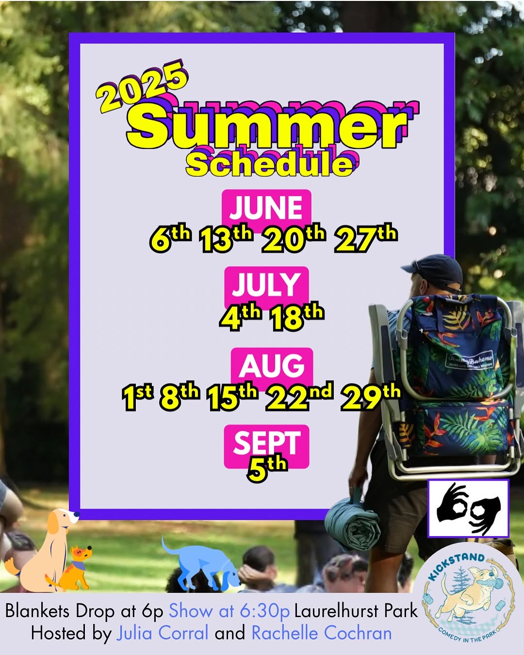 Kickstand Comedy in the Park: 2025 Summer Schedule