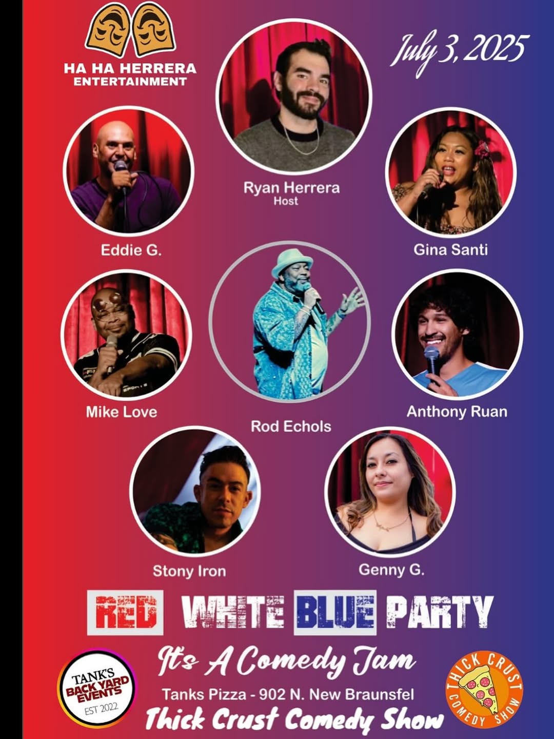 RED WHITE BLUE PARTY It's A Comedy Jam